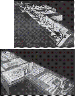 maquetas de la Avenida Central Este- Oeste del plan regulador de Rosario