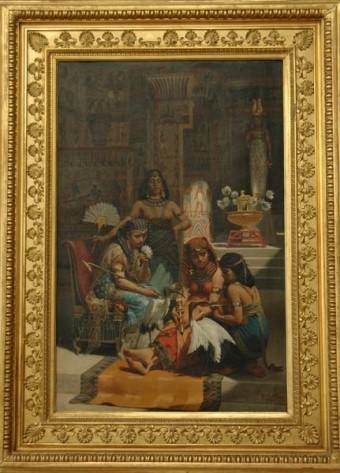 Prospero Piatti, Interior egipcio, 1893, Óleo sobre tela, 106x69cm, Expuesta en la Hemeroteca de la Biblioteca Nacional de Santiago de Chile