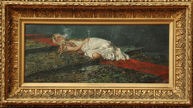 Vincenzo Irolli, La fumadora, ca. 1900, 31x76cm, Óleo sobre tela, Santiago de Chile