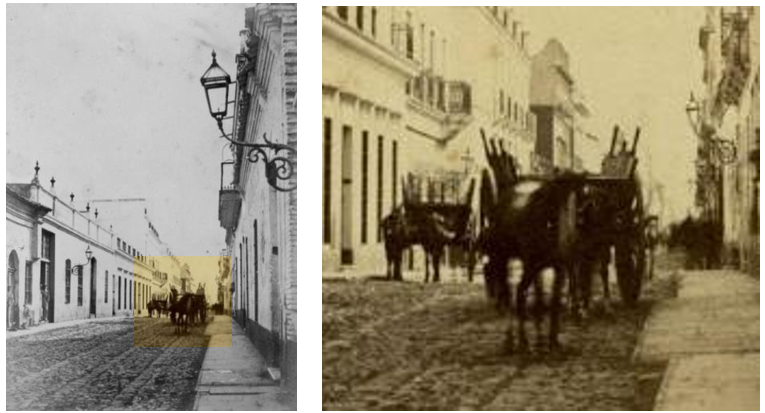 Calle Piedad en Recuerdos de Buenos Ayres, 1864. Fotografía a la albúmina, 13 x 24 cm.[20].