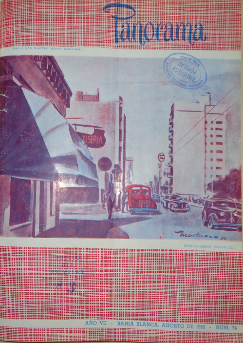 Portada de Panorama, Nº 74, agosto de 1955. Reproduce la obra “Calle San Martín”, de Alberto Martorana.