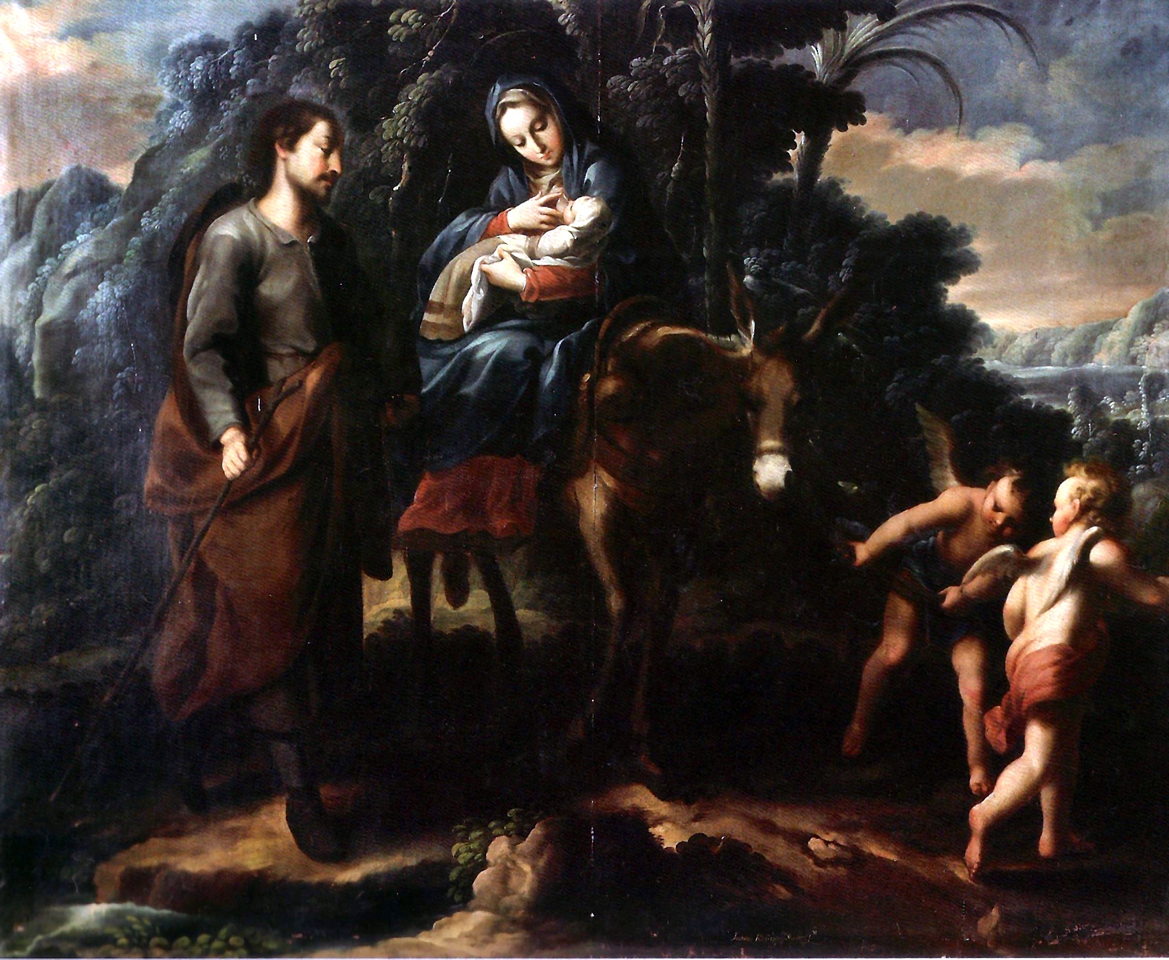 Juan Rodríguez Juárez. Huída a Egipto, óleo sobre tela Museo Regional de Querétaro.[85]