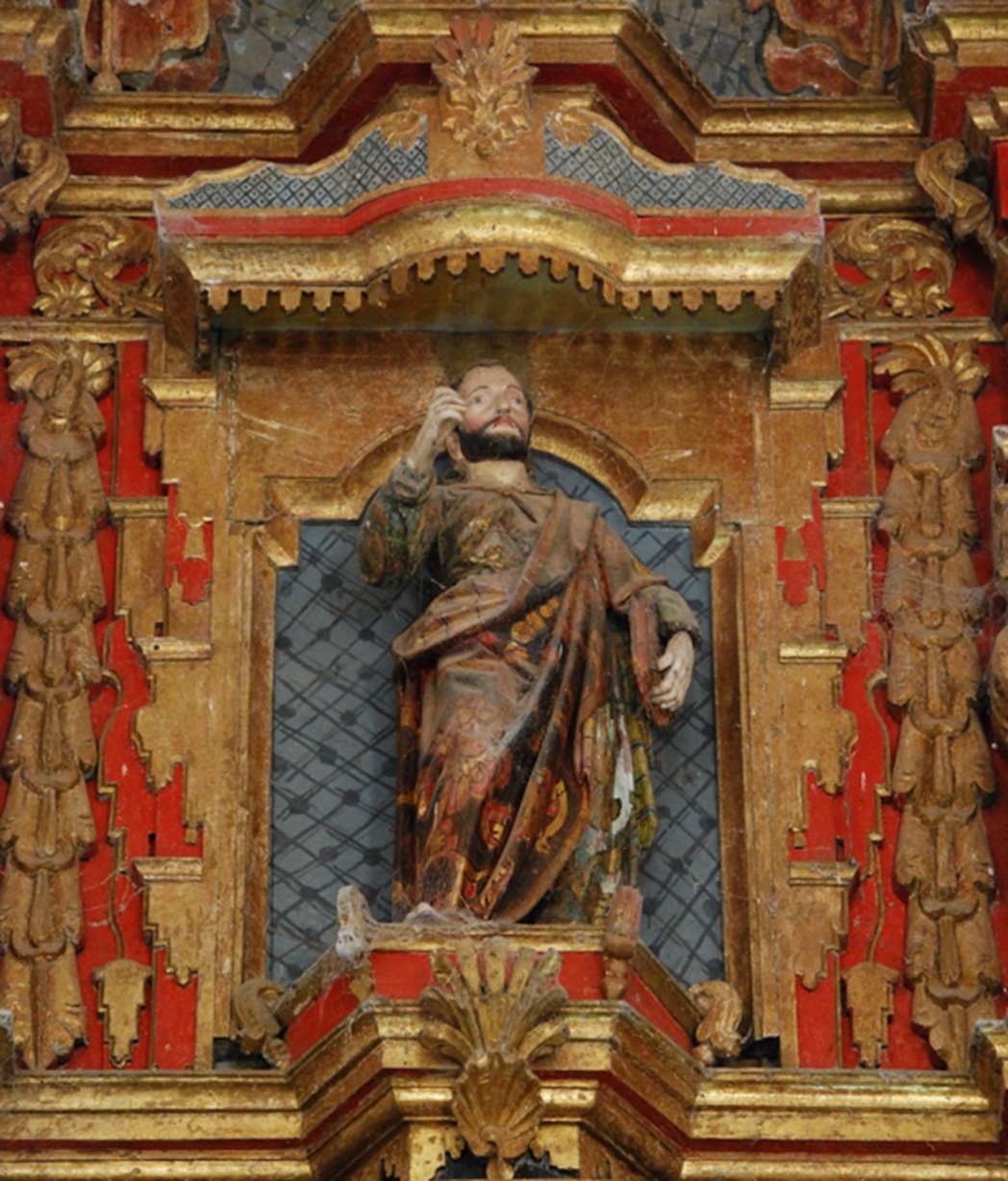 San Pablo Apóstol. Escultura en madera policromada, autor desconocido, s. XVIII. Retablo mayor, Tecoh. 2015,