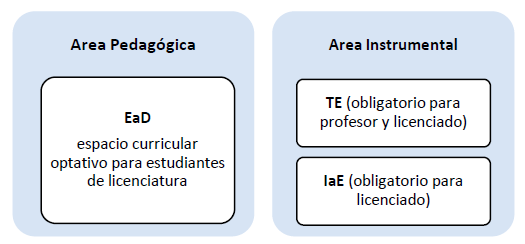 Figura 2: Organización de los espacios curriculares en dos áreas
