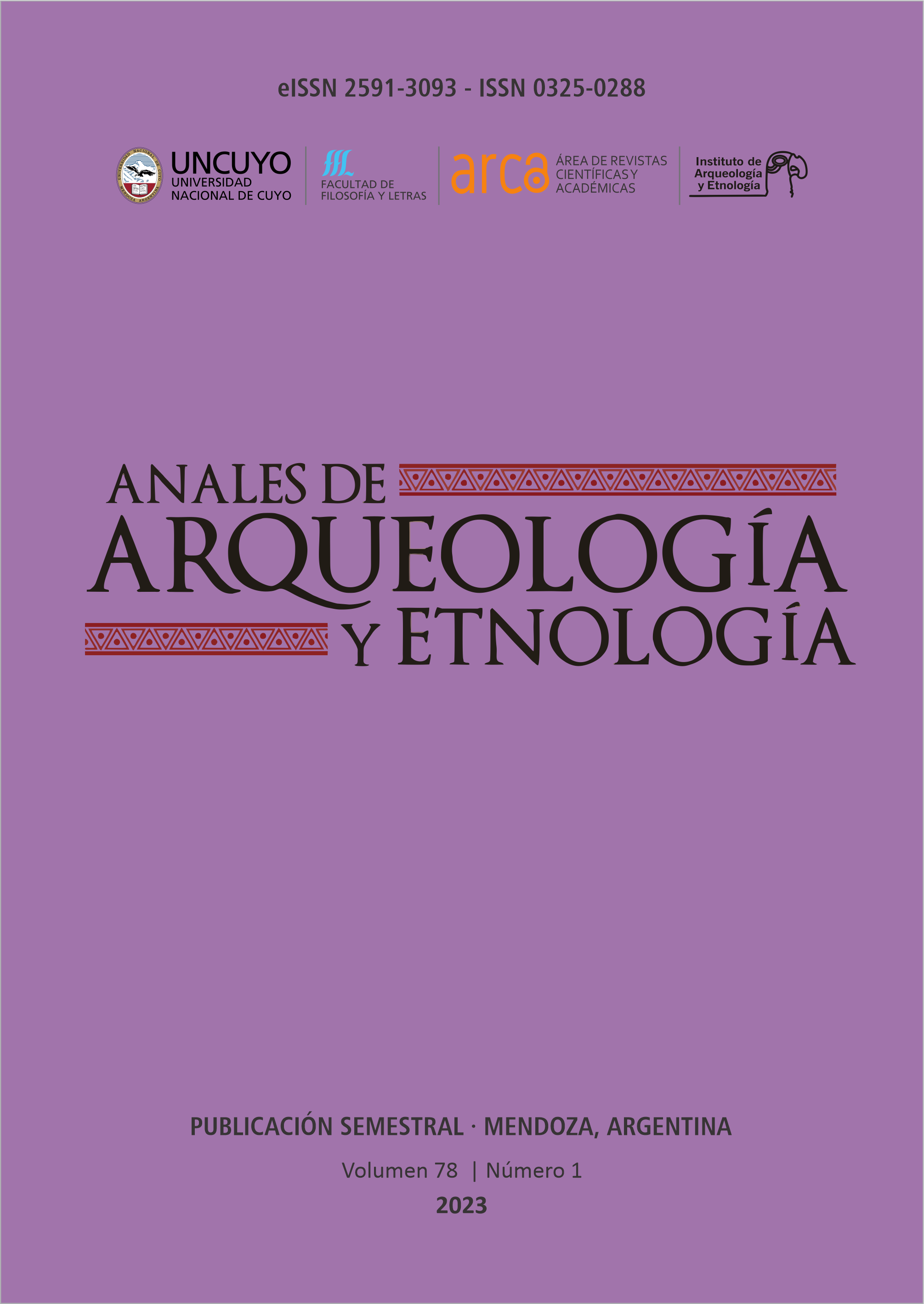 Tapa Volumen 78 Número 1 de Anales de Arqueología y Etnología